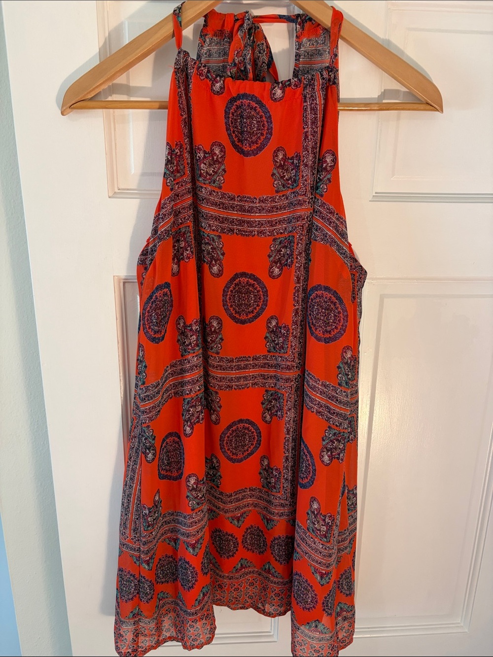 Lulus Orange Printed Halter Neck Women's Dress- M